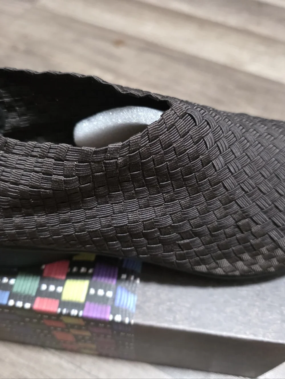 Nwt Bernie Mev Gem Yael Woven Slip-On Wedge Shoes Brown Bootie Comfort Shoe Y2K
